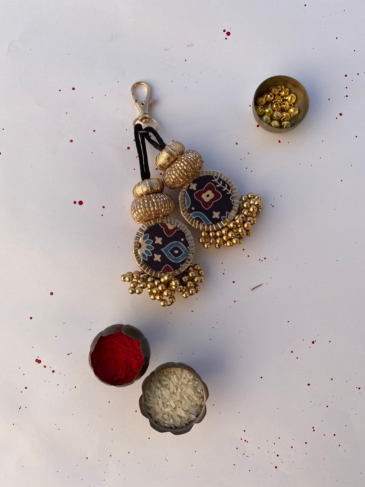 The Black & Bottle Green Sylvan Intense Ajrakh Charms - IBHI