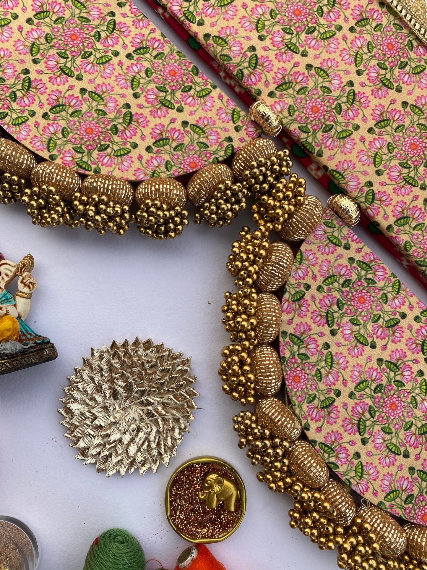 Inflorescence Divine Pichwai and Pink Navratna Patola Arc Toran