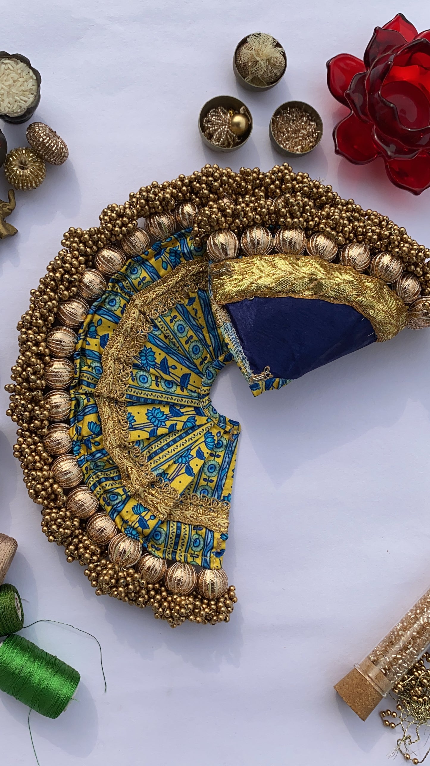 Copper beaded poshak for pichwai