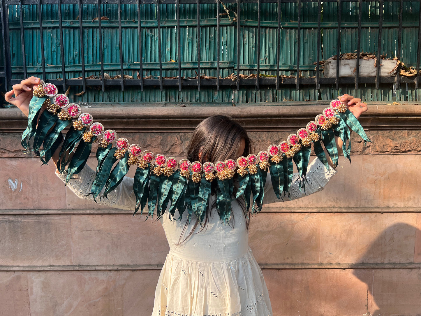 Beaded Bunch Asopalav Tradition X Pink & Vermillion Lumba Toran: Two way (FLEXIBLE)