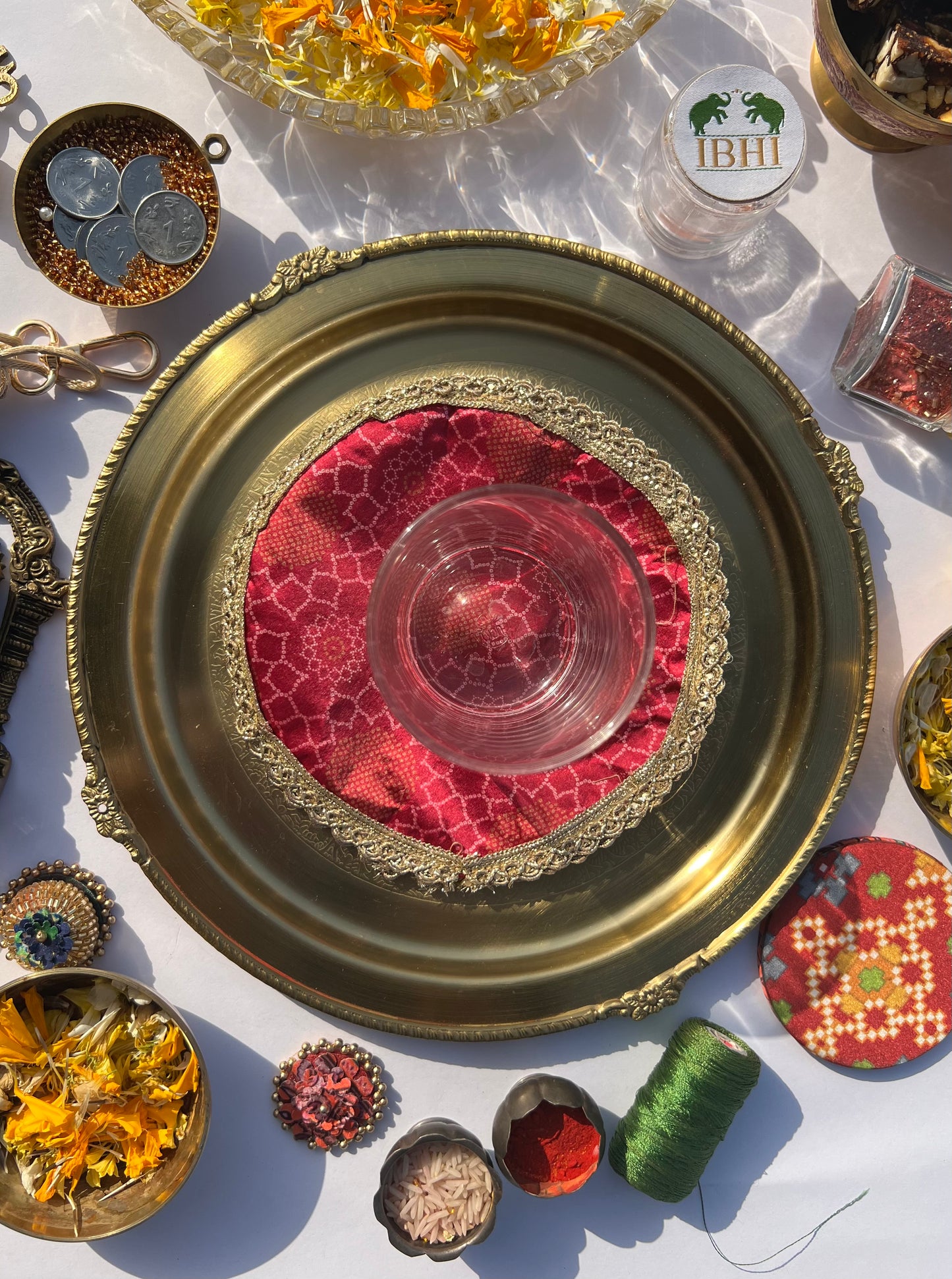 Fabric Coaster Rosie Rani Bandhej + Pink Colloquial Divine Pichwai