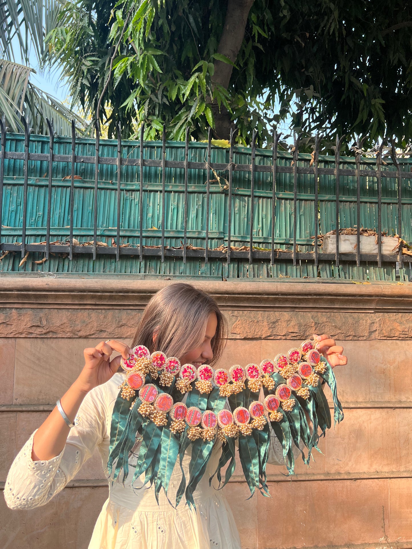 Beaded Bunch Asopalav Tradition X Pink & Vermillion Lumba Toran: Two way (FLEXIBLE)