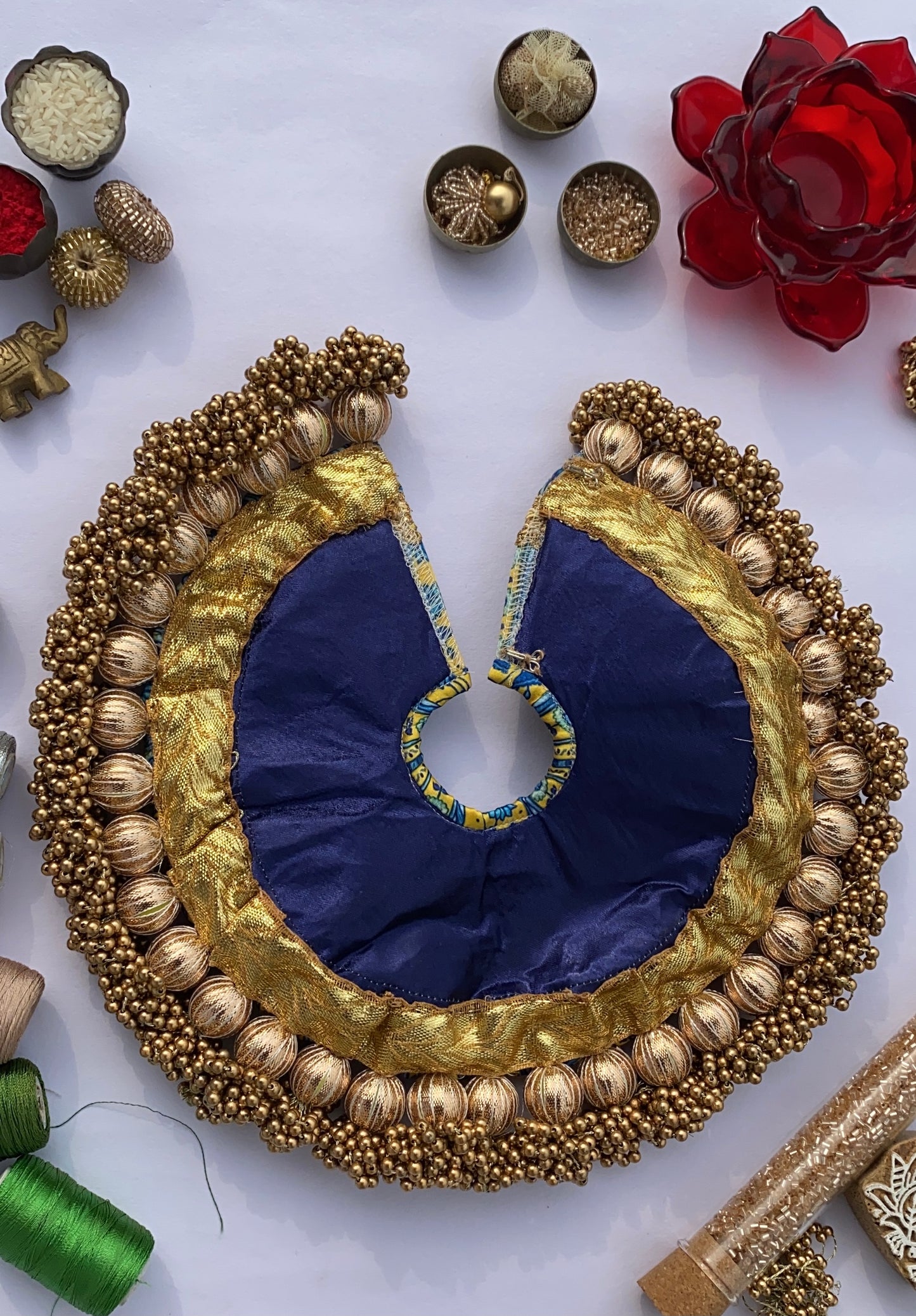 Copper beaded poshak for pichwai