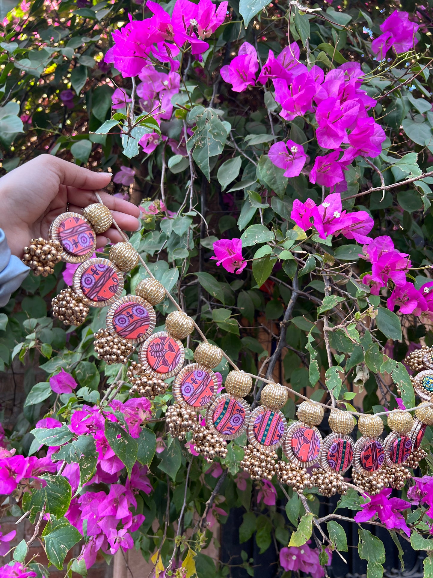 The Ready To Glam Vermillion + Yellow Congruous Divine Pichwai Glass Lumba Toran (Flexible)