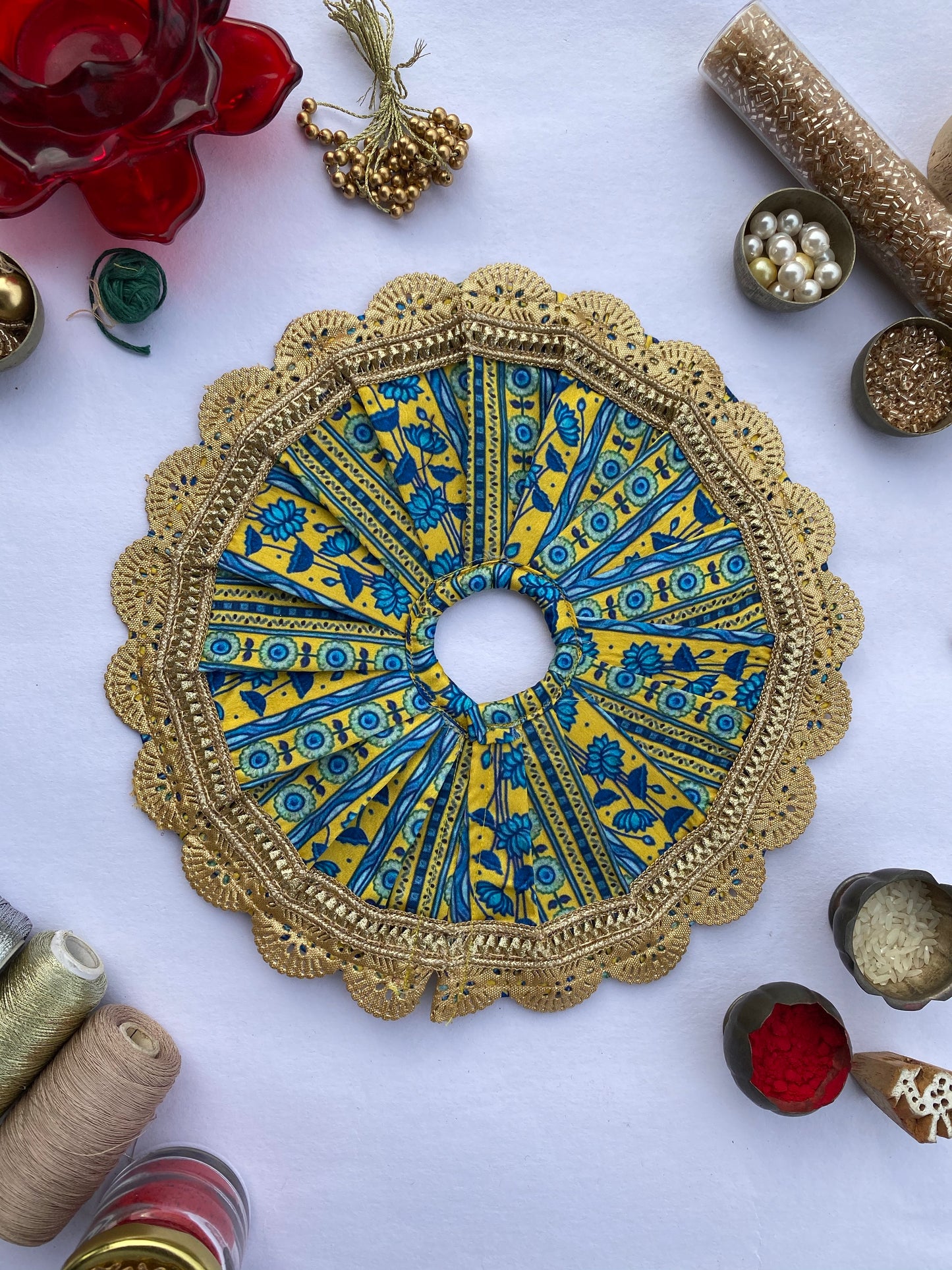 Yellow pichwai poshak for kanha ji.
