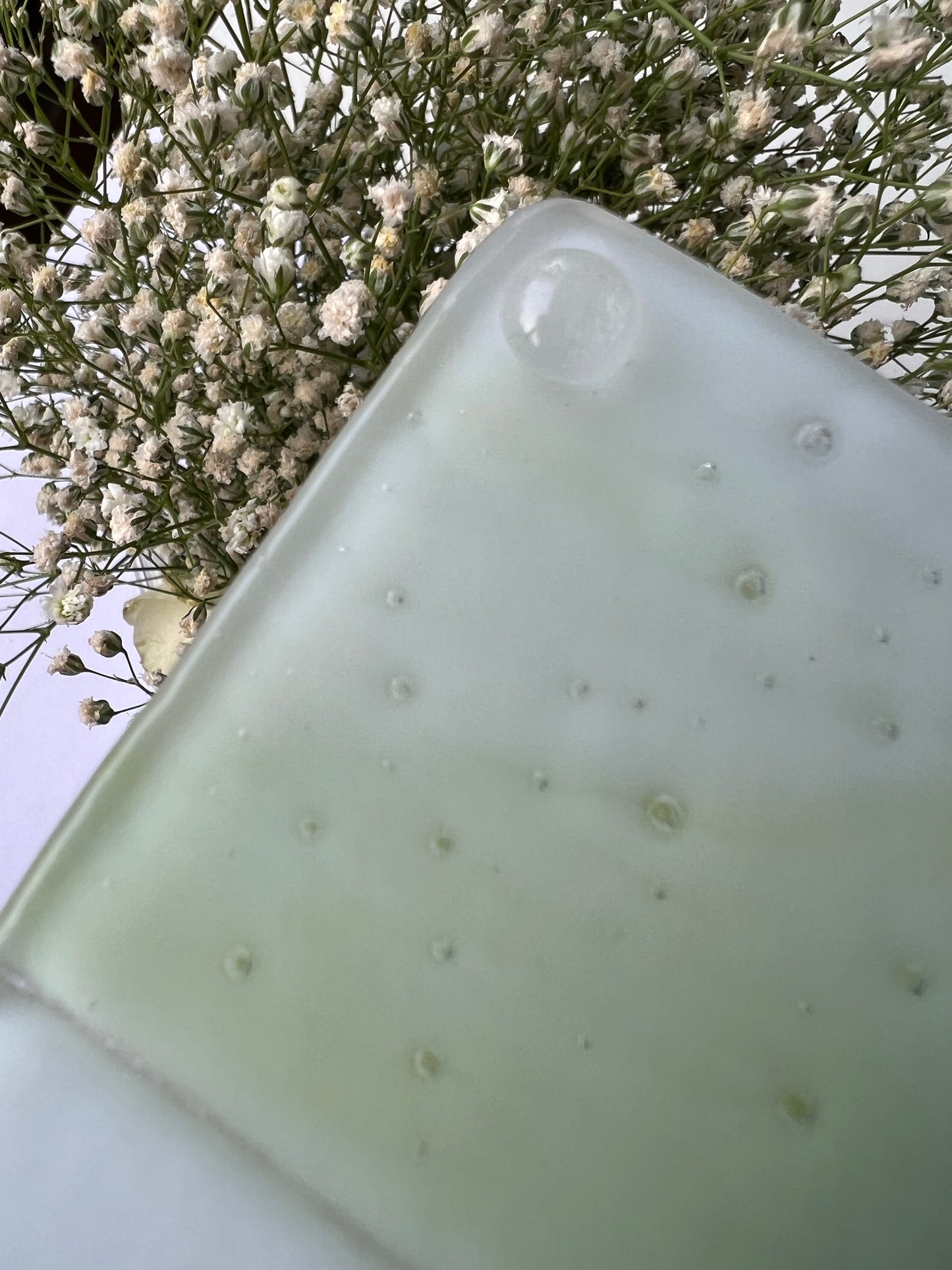 Verdure Green & Solid Milk White Fused-Glass Coasters