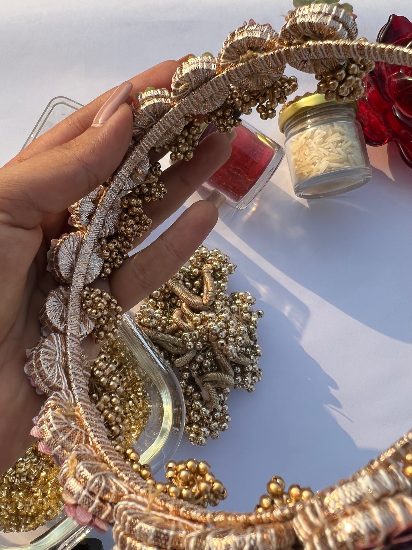 Enchanted Maroon Navratna Patola Mini Lumba Hair band