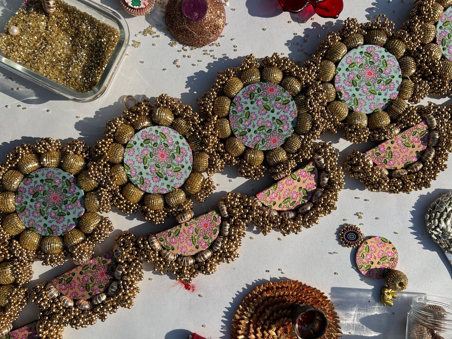 Chic-O-Flake Dangler Colossal Toran 2: Pink Colloquial & OG Inflorescence Divine Pichwai (Flexible)