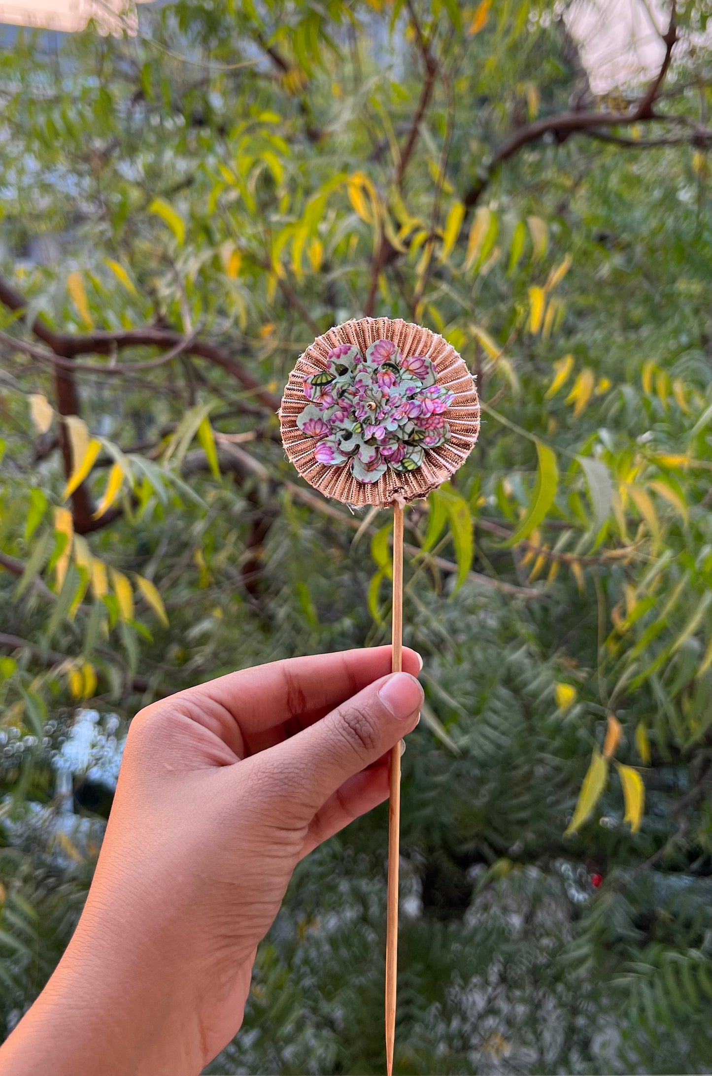 Pink Navratna Patola + Pastel Pistachio Inflorescence Divine Pichwai Trinket