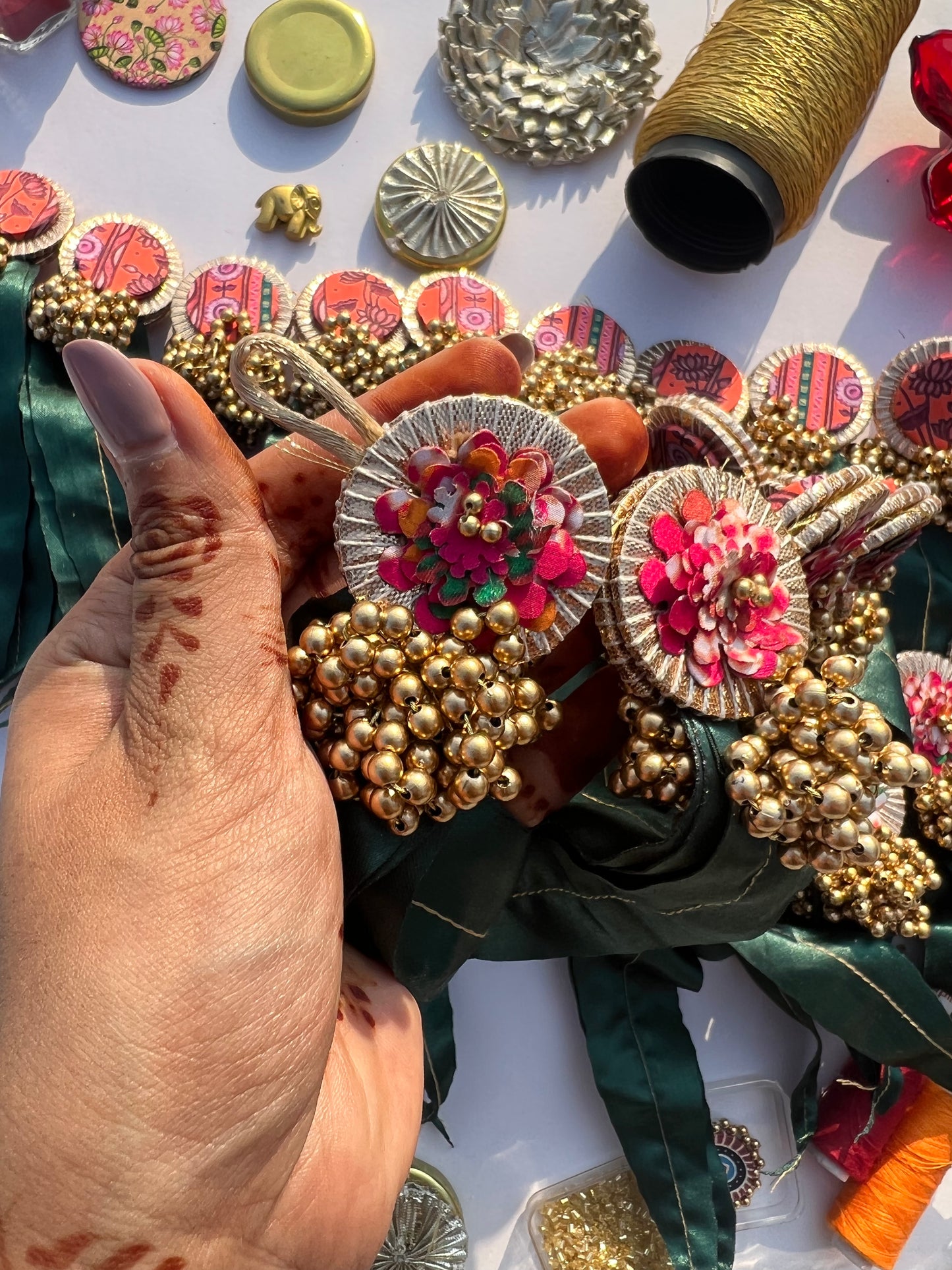 Beaded Bunch Asopalav Tradition X Pink & Vermillion Lumba Toran: Two way (FLEXIBLE)