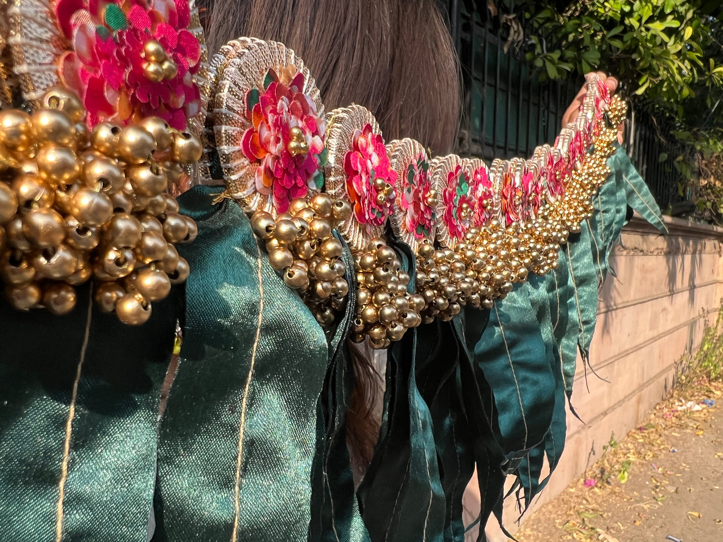Beaded Bunch Asopalav Tradition X Pink & Vermillion Lumba Toran: Two way (FLEXIBLE)