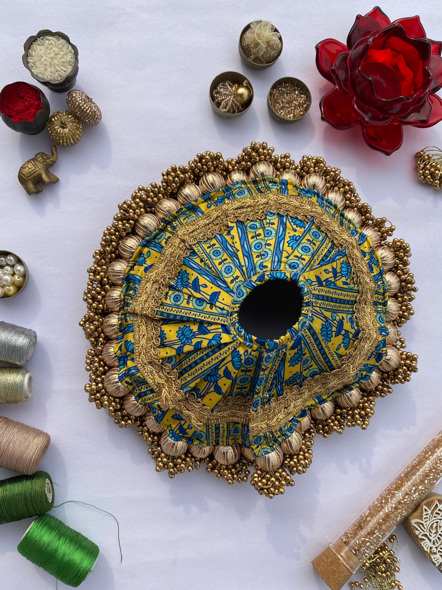 Copper beaded poshak for pichwai