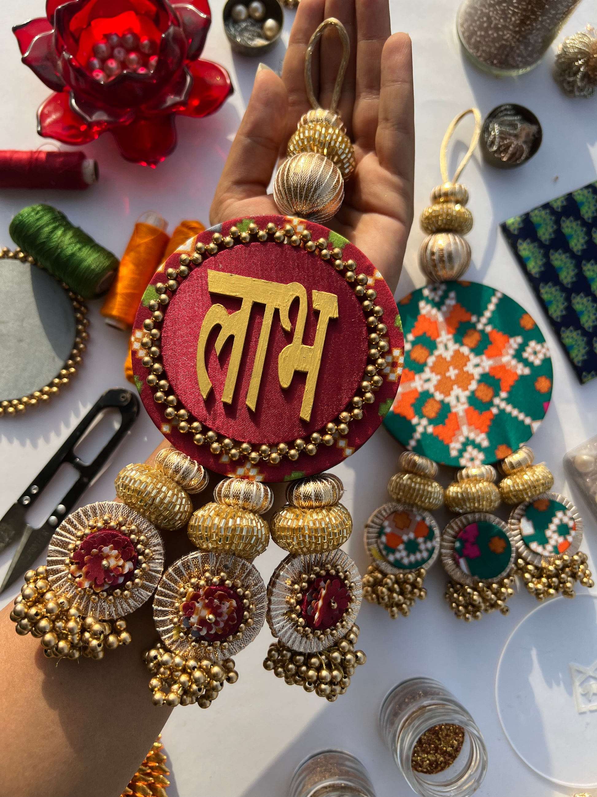 Patola Print Detail on Flower Tassels – IBHI Decor