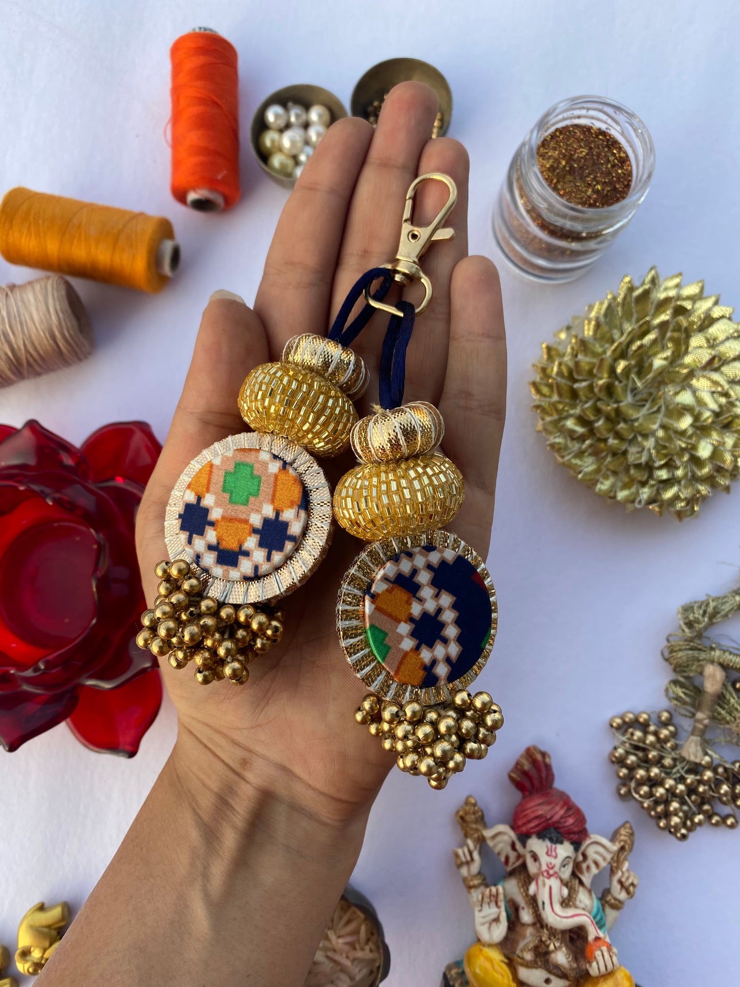 Patola print charms/key chain for gift set of 3