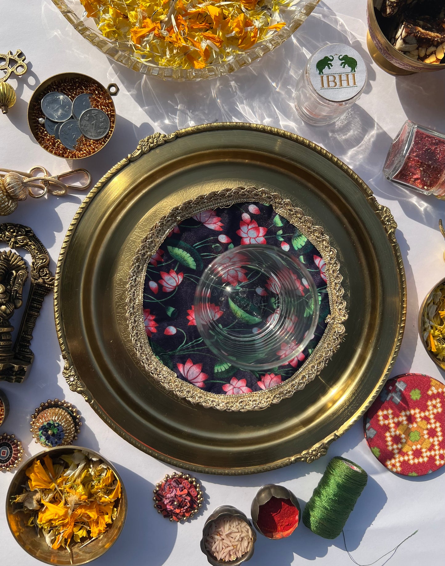 Fabric Coaster Rosie Rani Bandhej + Pink Colloquial Divine Pichwai