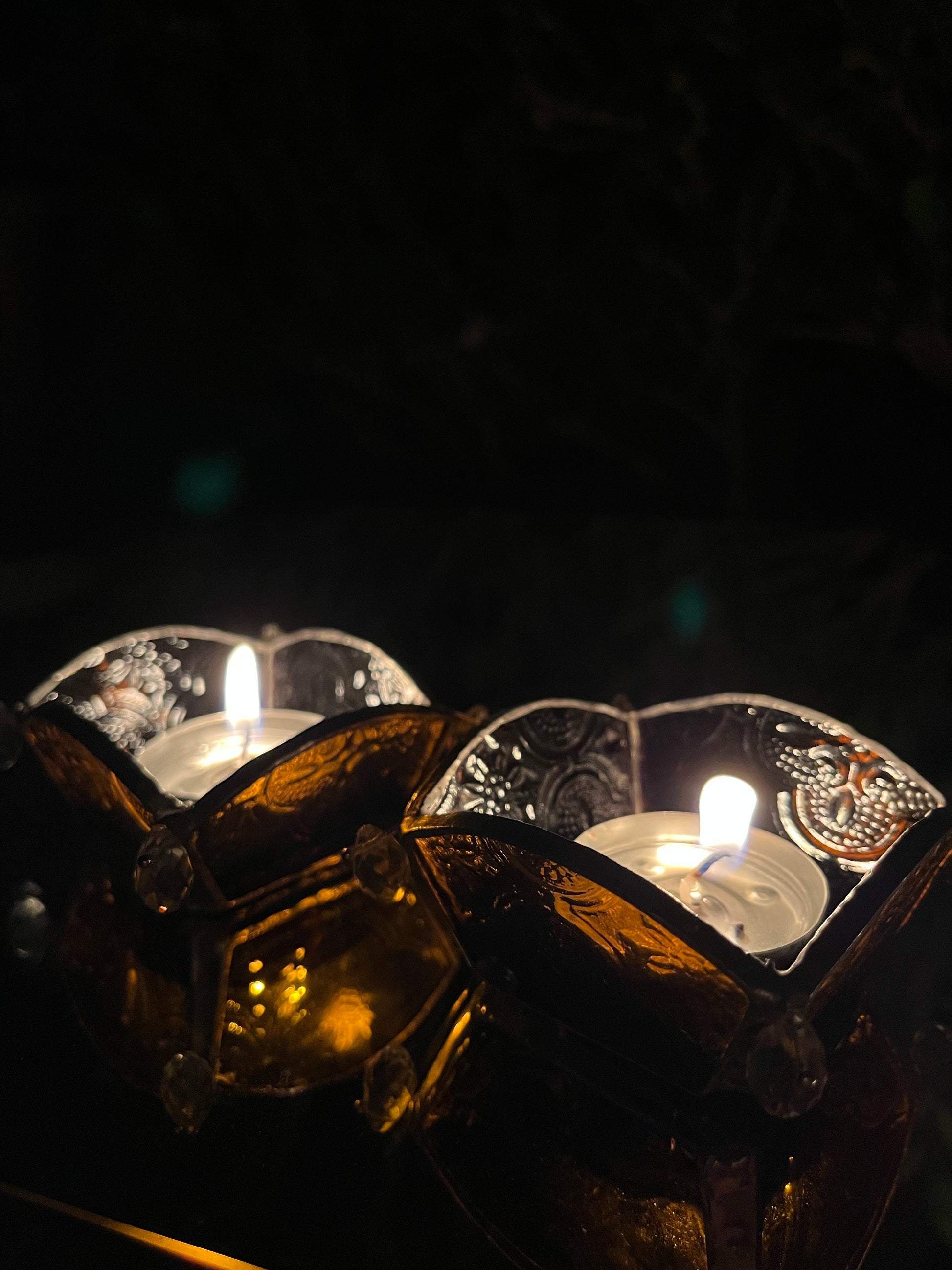 Muddy Mustard Textured Glass Diya