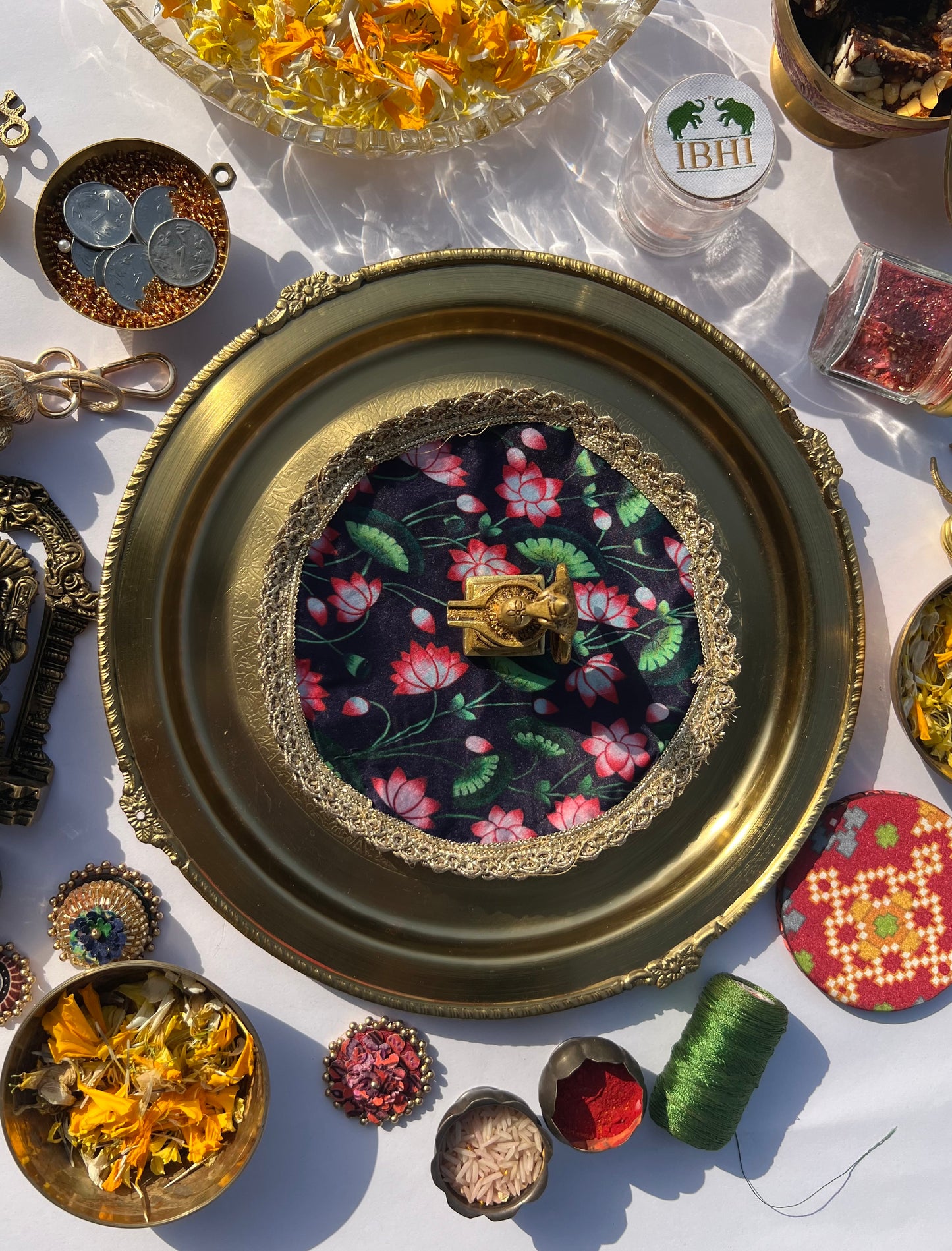 Fabric Coaster Rosie Rani Bandhej + Pink Colloquial Divine Pichwai