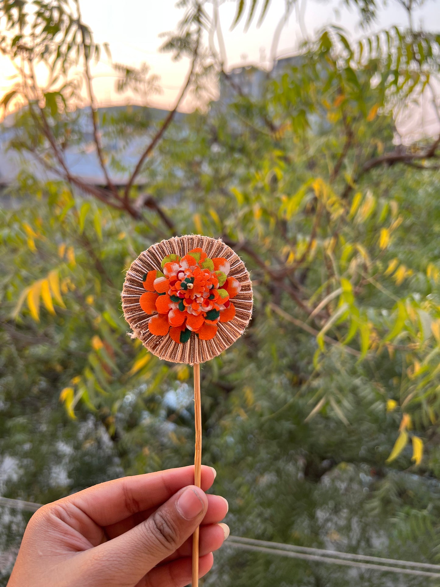Pink Colloquial Divine Pichwai + Golden Yellow Navratna Patola Trinket