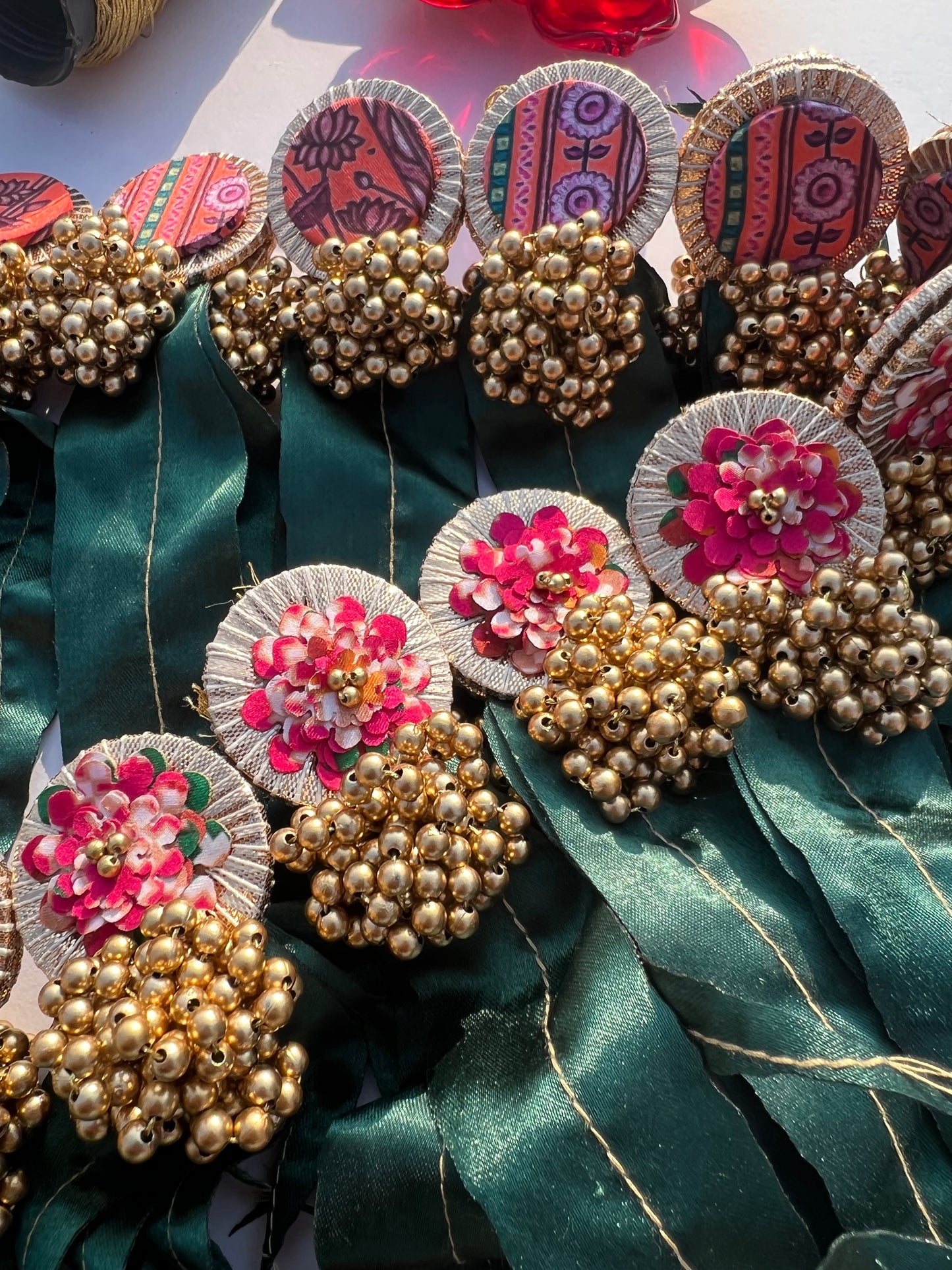 Beaded Bunch Asopalav Tradition X Pink & Vermillion Lumba Toran: Two way (FLEXIBLE)