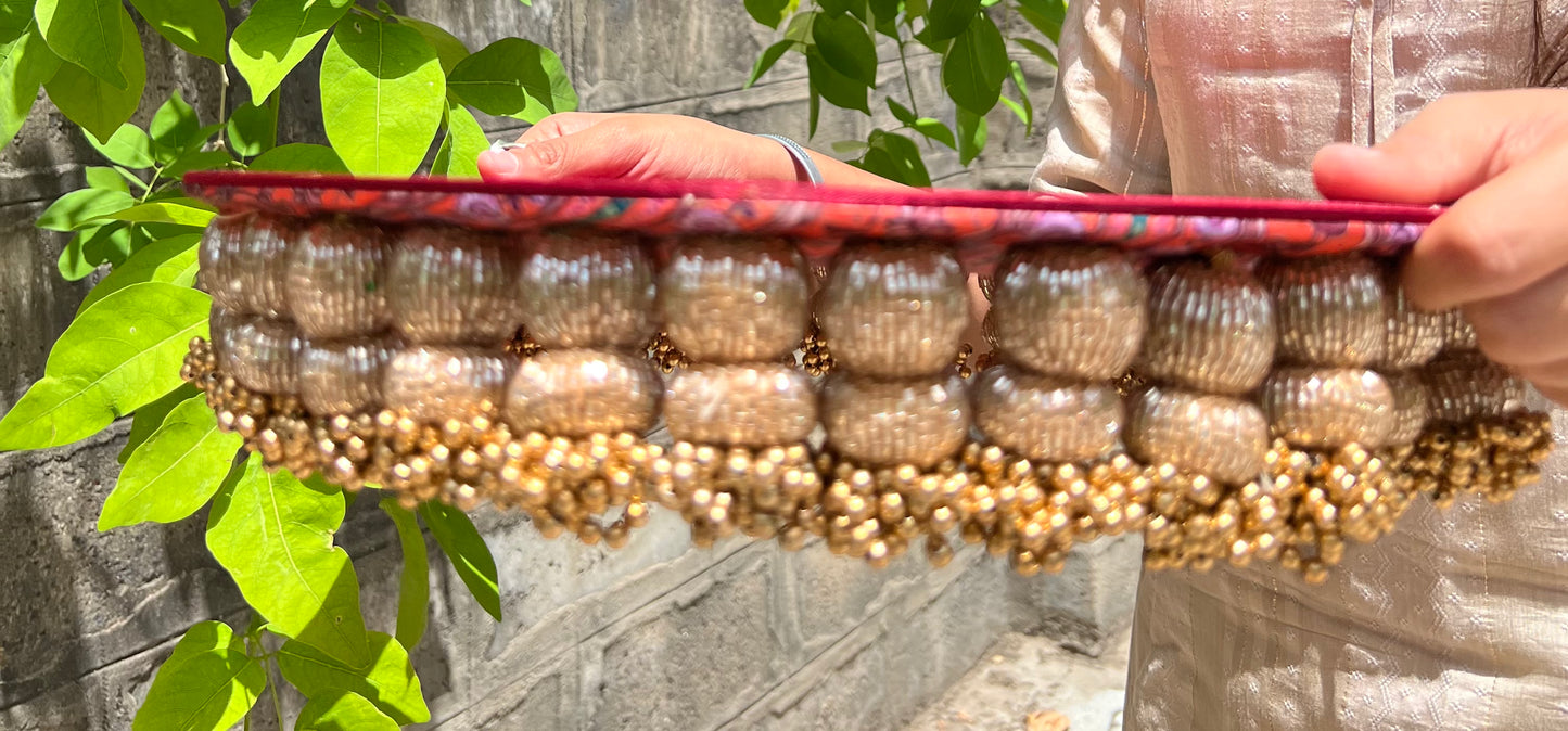 Vermillion Congruous Divine Pichwai + Solid Maroon Dangler Platter (Large)