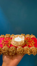 Load image into Gallery viewer, Dilwali Masakali Platter: Solid Rani Pink + OG Inflorescence Divine Pichwai