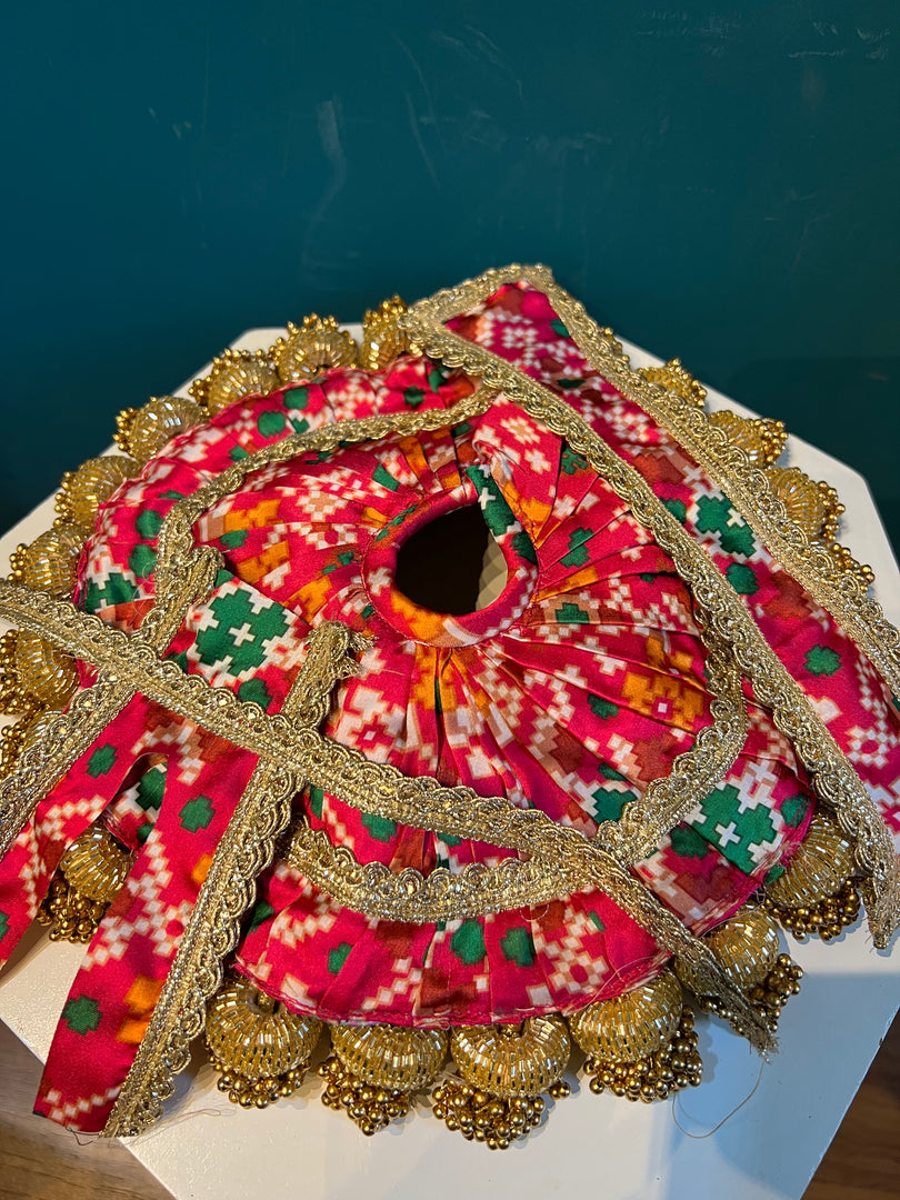 Beaded Lalji Poshak: Maroon Navratna Patola + OG Infloresence Divine Pichwai