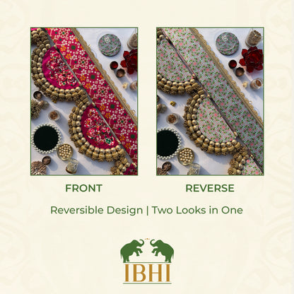 The Enchanted Chandbali: Pink Navratna Patola & Pastel Pistachio Inflorescence Divine Pichwai Two Way Toran