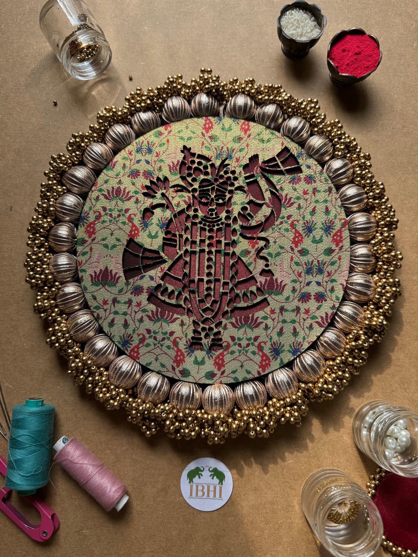 Shrinathji Pallet: Pistachio Kamal Paithani