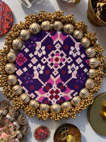 Load image into Gallery viewer, Jay Mata di Pallet: Solid Pink + Purple Navratna Patola (8 inches)