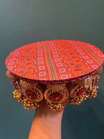 Load image into Gallery viewer, Signature Lumba Vermillion Congruous Divine Pichwai Dangler Platter: 7 inches