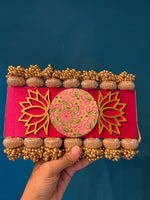 Load image into Gallery viewer, Dilwali Masakali Platter: Solid Rani Pink + OG Inflorescence Divine Pichwai