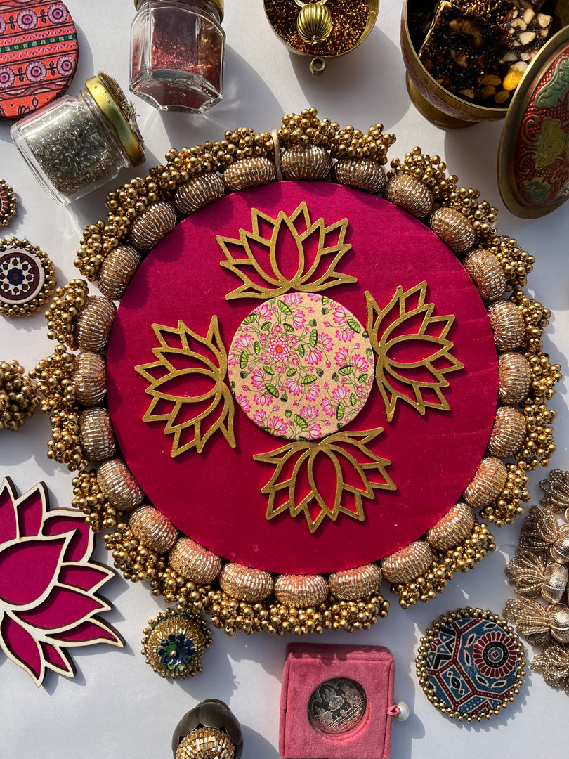 Dilwali Rangoli: Solid Rani Pink + OG Inflorescence Divine Pichwai (10 inches)
