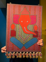 Load image into Gallery viewer, Large Ganesh Backdrop: Medley Vermillion Congruous Divine Pichwai