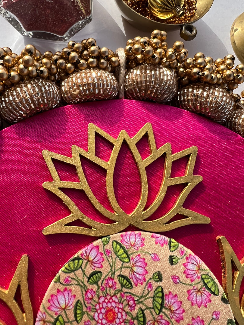 Dilwali Rangoli: Solid Rani Pink + OG Inflorescence Divine Pichwai (10 inches)