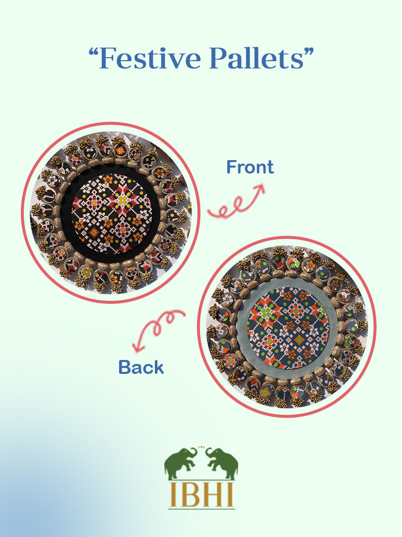 Black + Grey Navratna Patola Glass Rhapsody Lumba Rangoli