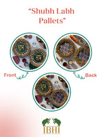 Load image into Gallery viewer, Bottle Green Navratna Patola &amp; Upended Confluence Intense Ajrakh Beaded Shubh Labh Pallets- Set of two
