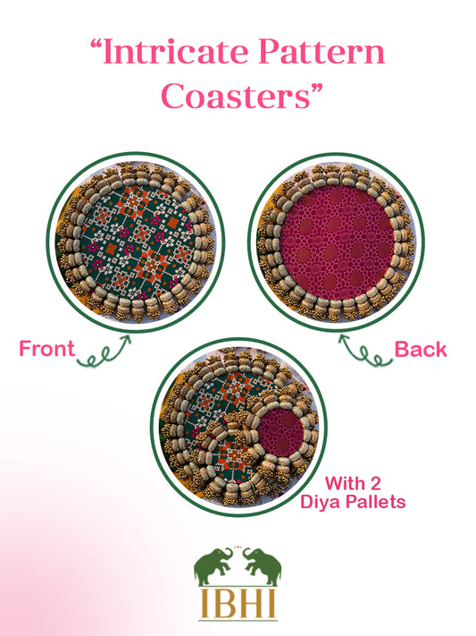Chandbali combo : Bottle Green Navratna Patola + Rosie Rani Bandhej