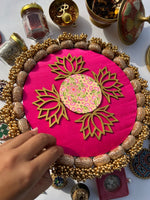 Load image into Gallery viewer, Dilwali Rangoli: Solid Rani Pink + OG Inflorescence Divine Pichwai (10 inches)