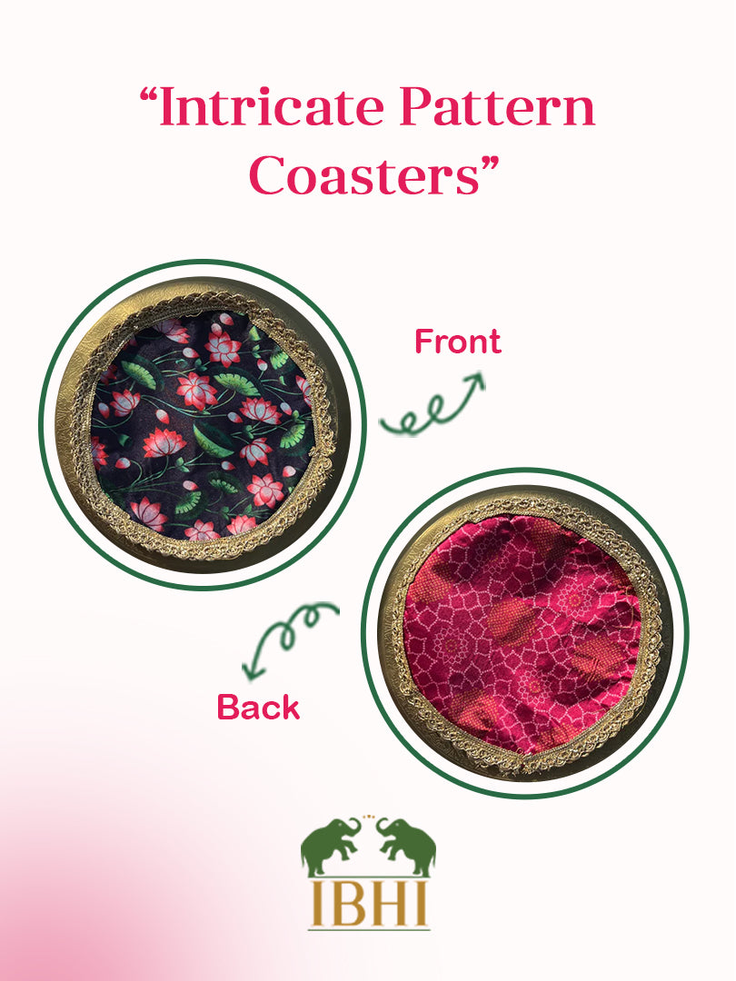Fabric Coaster Rosie Rani Bandhej + Pink Colloquial Divine Pichwai