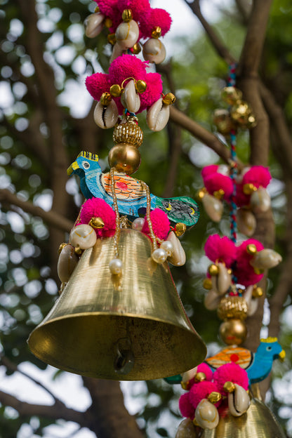Kalaswar Bell Peacock Hangings- Set of 2