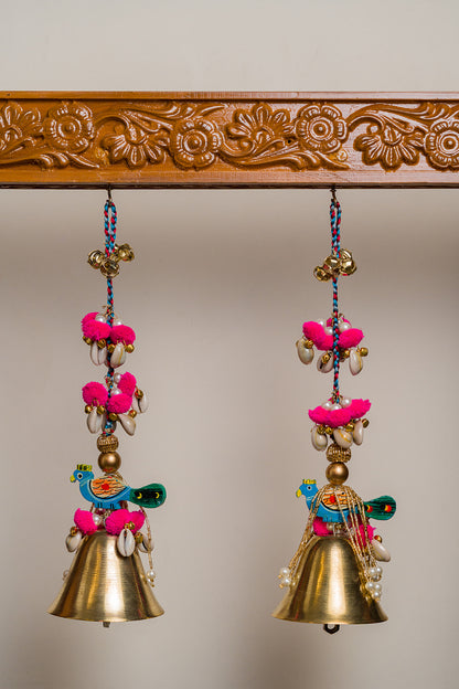 Kalaswar Bell Peacock Hangings- Set of 2