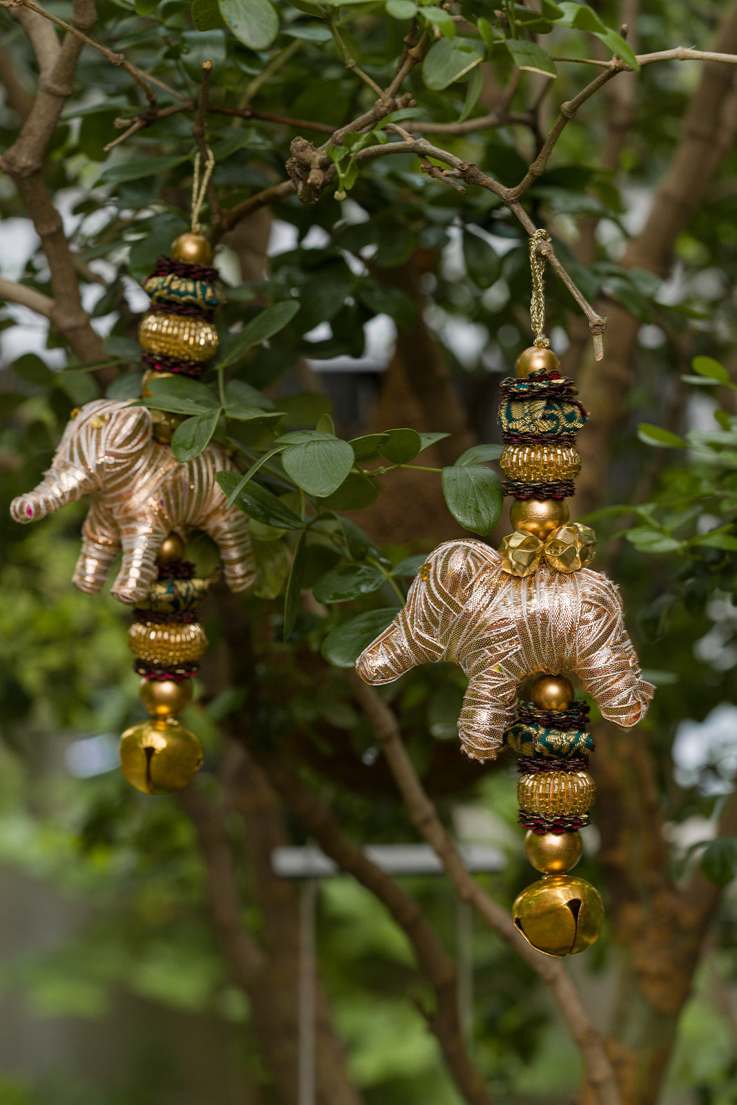 Petite Gajra Elephant Hangings – Set of 2