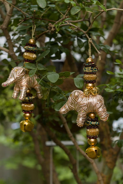 Petite Gajra Elephant Hangings – Set of 2