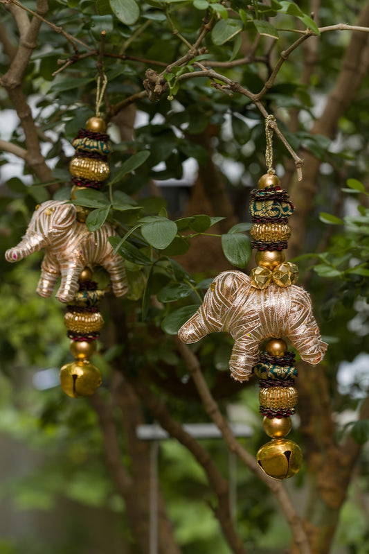 Petite Gajra Elephant Hangings – Set of 2