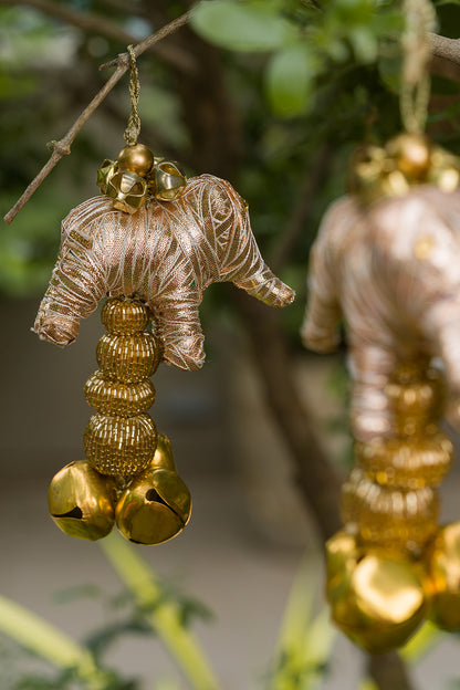 Elephant & Ghunghroo Decorative Hangings – Set of 2