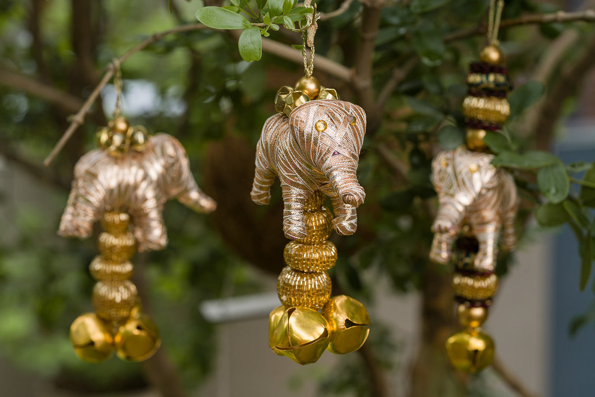 Elephant & Ghunghroo Decorative Hangings – Set of 2