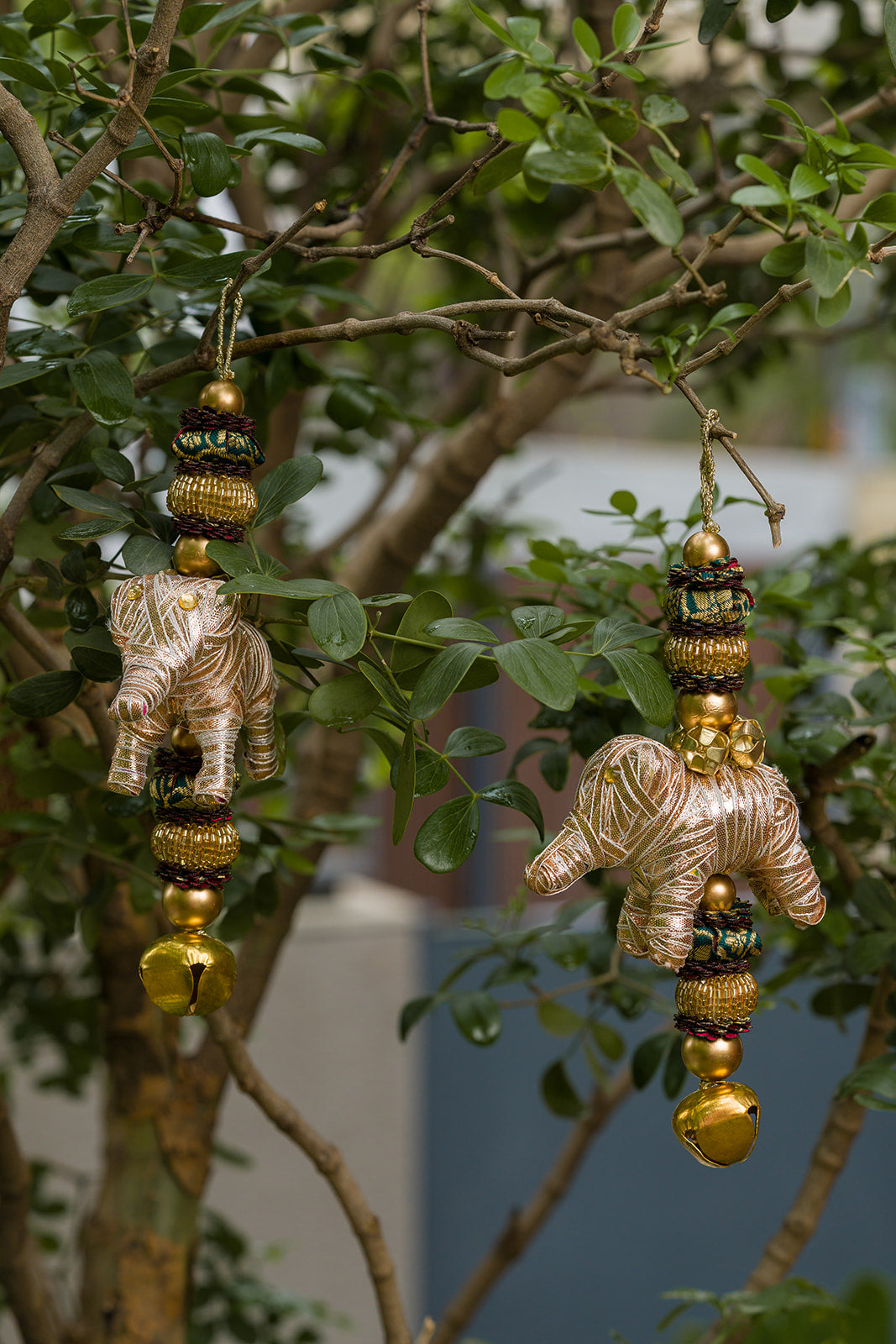 Petite Gajra Elephant Hangings – Set of 2
