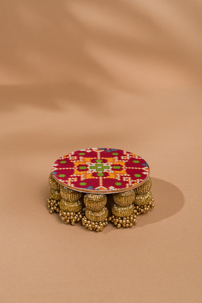 Maroon Navratna Patola 5 inches Dangler Platter