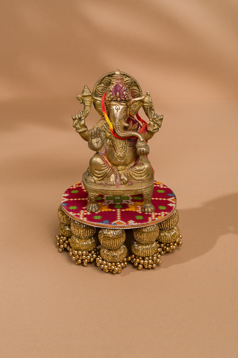 Maroon Navratna Patola 5 inches Dangler Platter