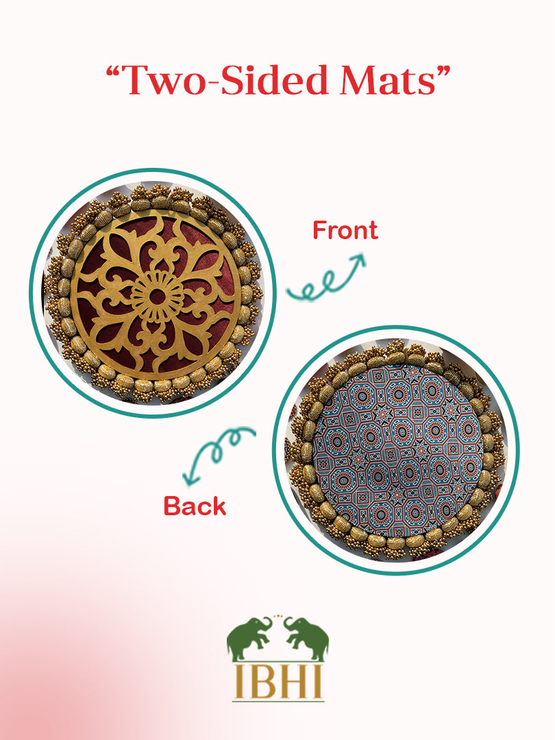 Manjari Rangoli: Solid Wine + Octagonal Ornamentation Intense Ajrakh